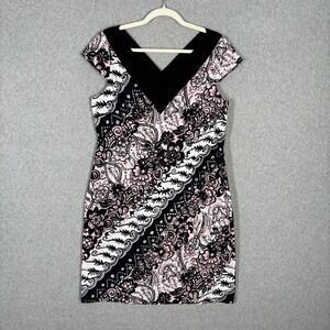 Dress Barn Dress Size 16 Pink Floral Paisley Stretch 90s Twee‎ Career Church
